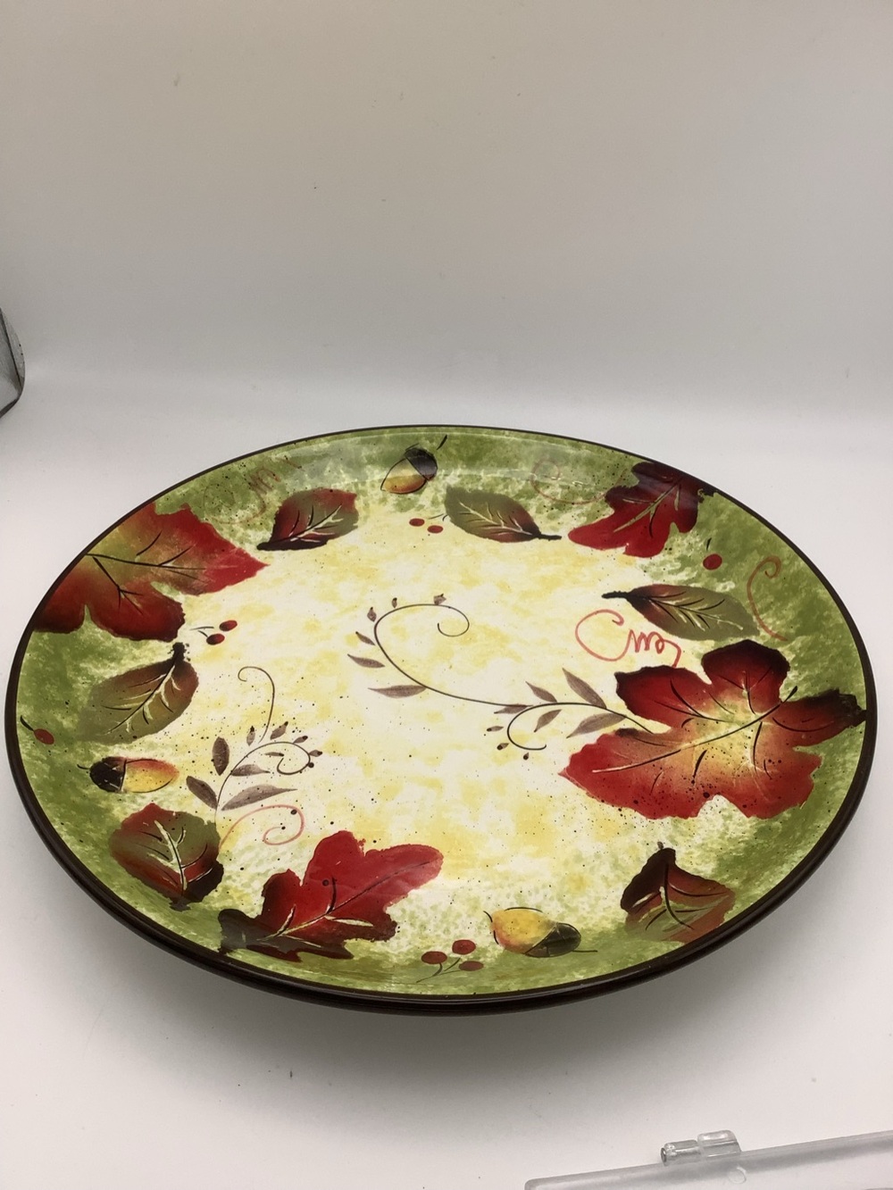 GANZ Bella Casa Red & Green Autumn Leaf Ceramic Serving Platter